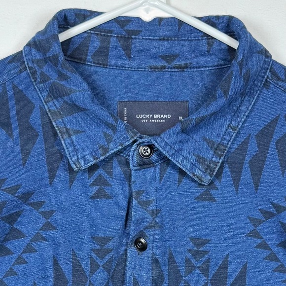 Lucky Brand Other - Lucky Brand Aztec Print Blue Button Up Shirt‎ Menswear Sz XL